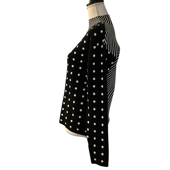Anthropolgie Ivanna Mock Neck Polka Dots & Stripe Sweater Women’s XS Black White - Picture 4 of 7